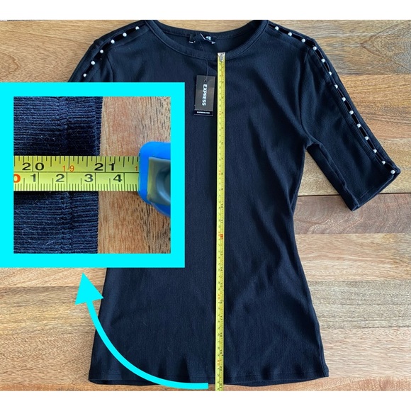 Express Ribbed Pearl Inset Tee NWT - Picture 7 of 16